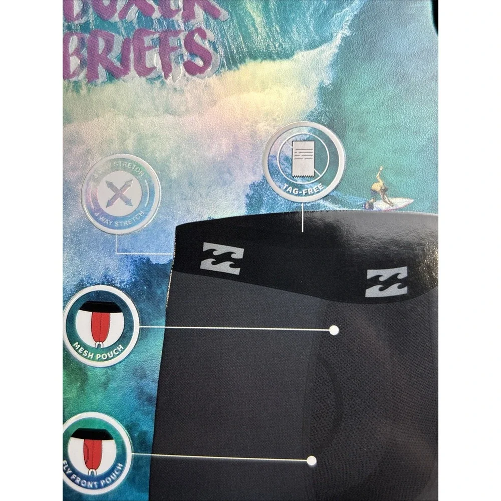 Billabong Performance Mesh Microfiber Boxer Briefs 4 Pack‎ Men's Size XL - Picture 6 of 9